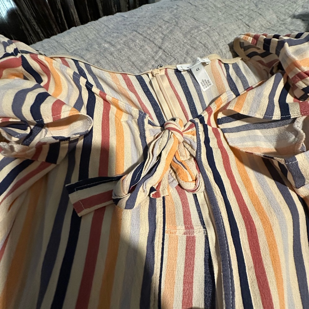 Striped Multicolor Tie-Front Blouse